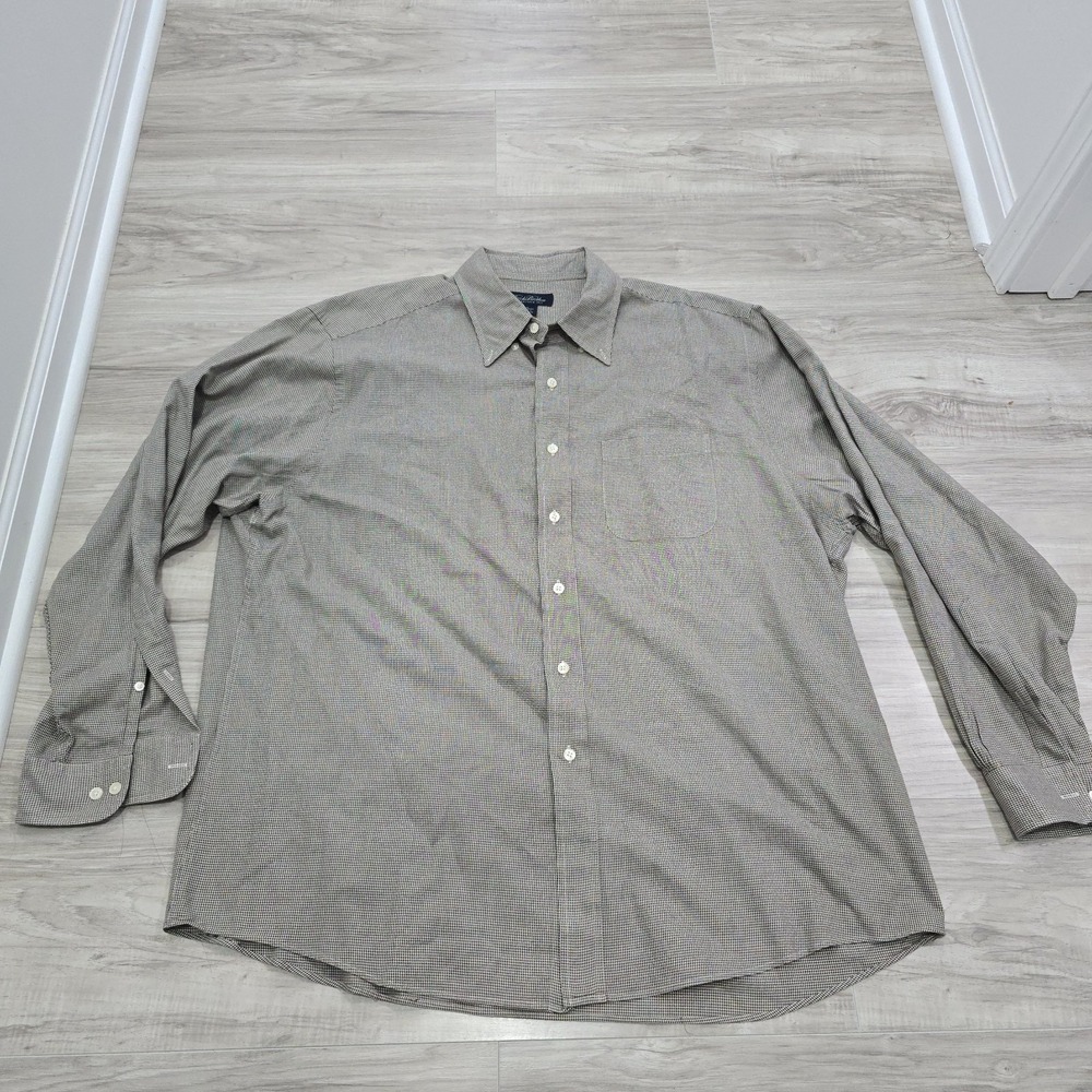 Brooks Brothers Mens Shirt XL Brown Check Non Iron Casual Cotton Button Up